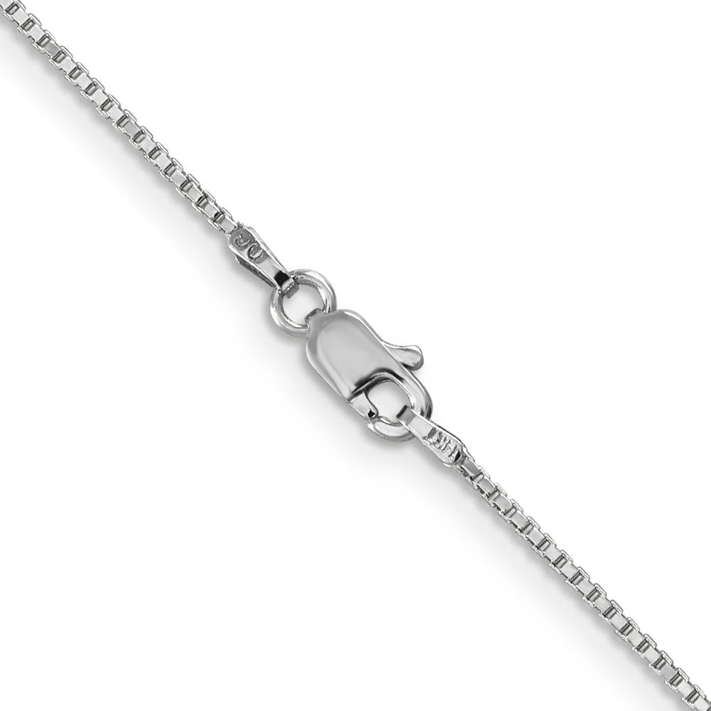 14K White Gold 30" Box Chain with Rhodium Plating - 1mm Width by Oro Pregiato - Image 3