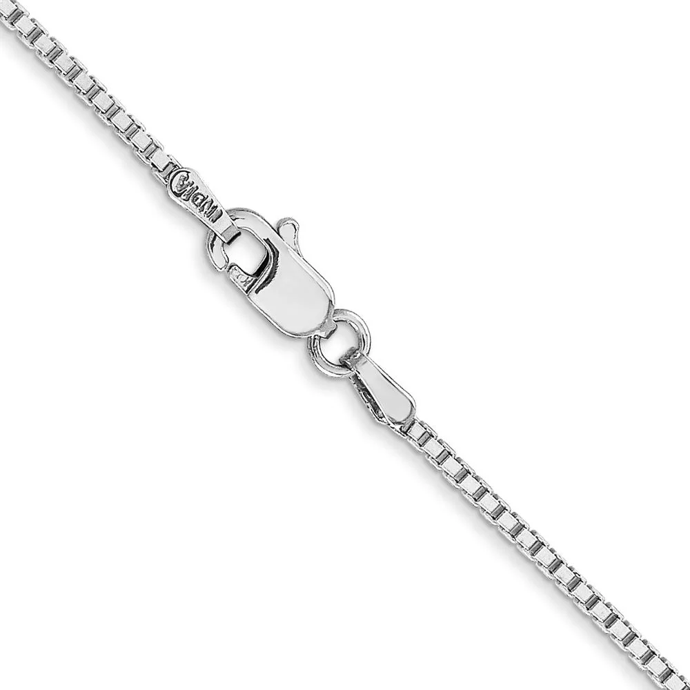 14K White Gold 30-inch Box Chain Necklace with Lobster Clasp - Polished Finish by Oro Pregiato - Image 3
