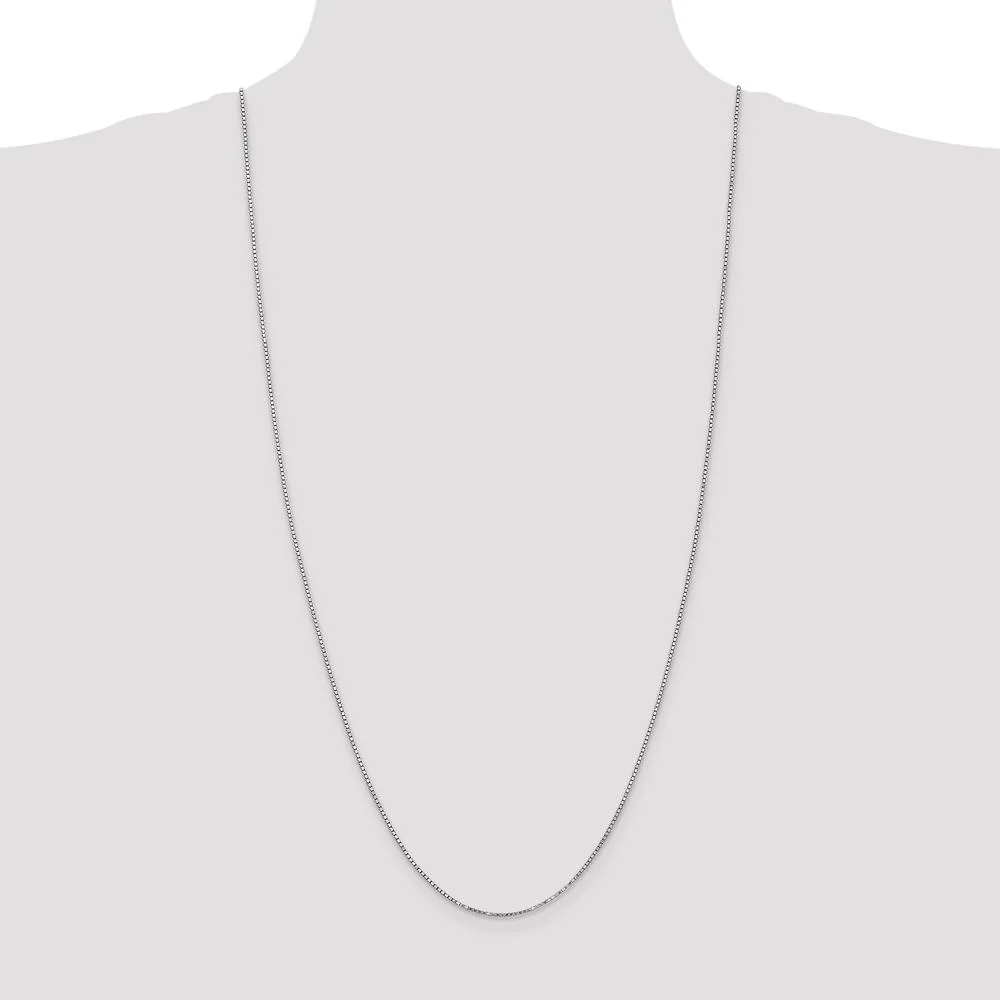 14K White Gold 30-inch Box Chain Necklace with Lobster Clasp - Polished Finish by Oro Pregiato - Image 4