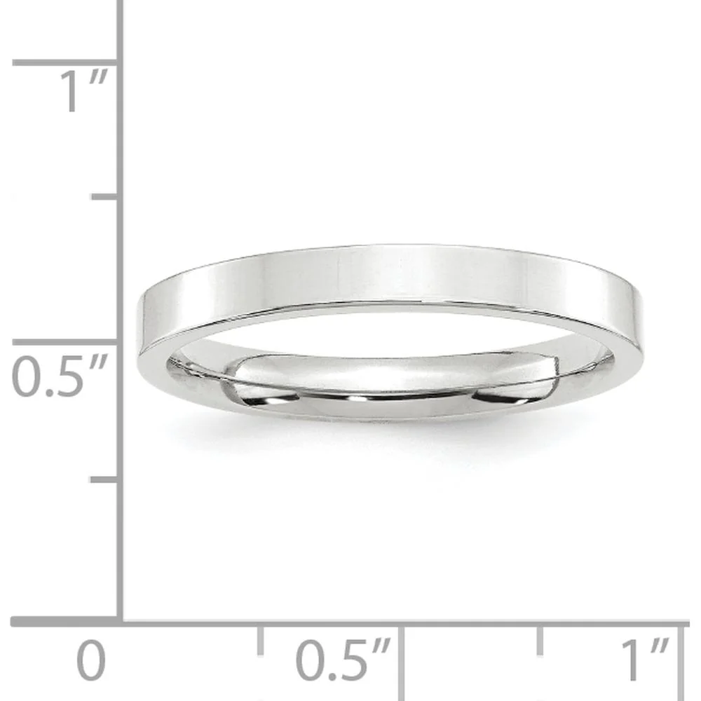 14K White Gold 3mm Flat Comfort Fit Wedding Band - Engravable, Size 7 by Luciano & Cie - Image 4