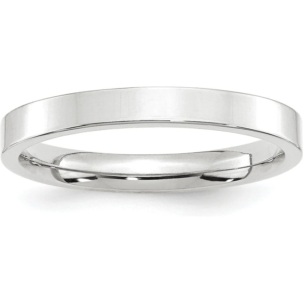 14K White Gold 3mm Flat Comfort Fit Wedding Band - Size 9 by Luciano & Cie
