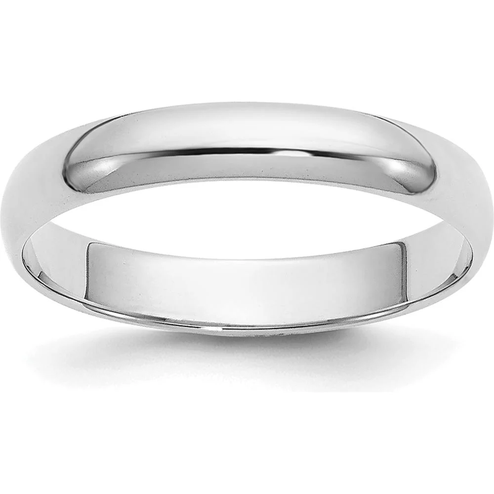 14K White Gold 3mm Half-Round Wedding Band - Polished Rhodium Finish, Size 6-6.25 by Luciano & Cie