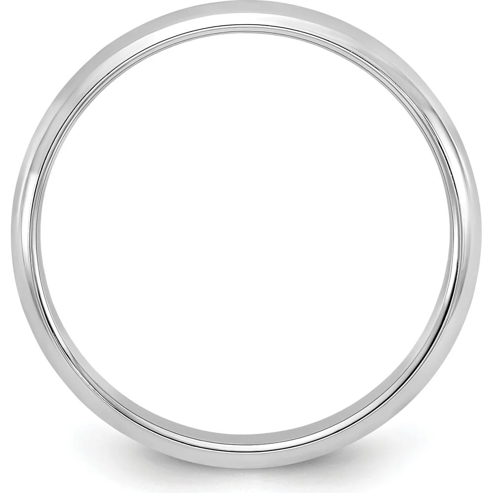 14K White Gold 3mm Half-Round Wedding Band - Size 8, Polished Finish with Rhodium Plating by Luciano & Cie - Image 2