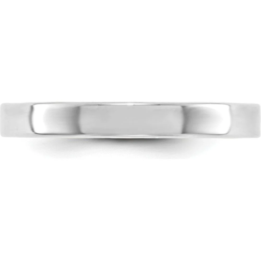 14K White Gold 3mm Lightweight Flat Wedding Band - Size 5 by Luciano & Cie - Image 2