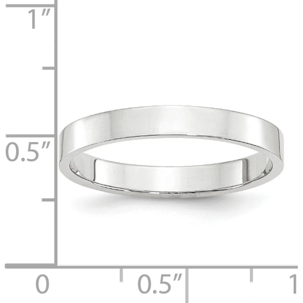 14K White Gold 3mm Lightweight Flat Wedding Band - Size 5 by Luciano & Cie - Image 3