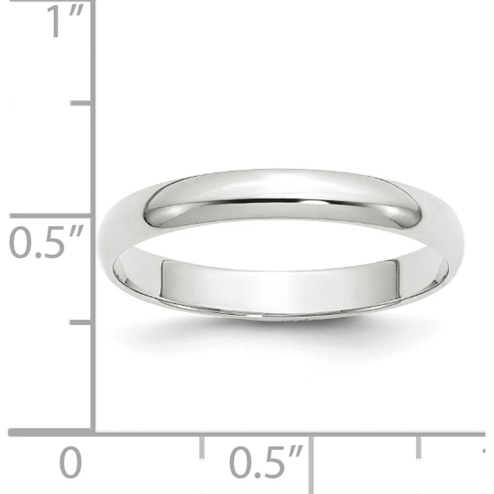 14K White Gold 3mm Lightweight Half Round Wedding Band - Size 5.5 by Luciano & Cie - Image 3