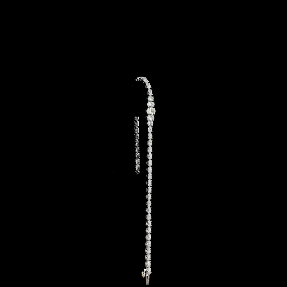 14K White Gold 4.53 Carats Oval Cut Lab Diamond Graduating Riviera Bracelet in Prong Setting - E-F Color, VVS2 Clarity - Covaloro Fine Jewelry - Image 3