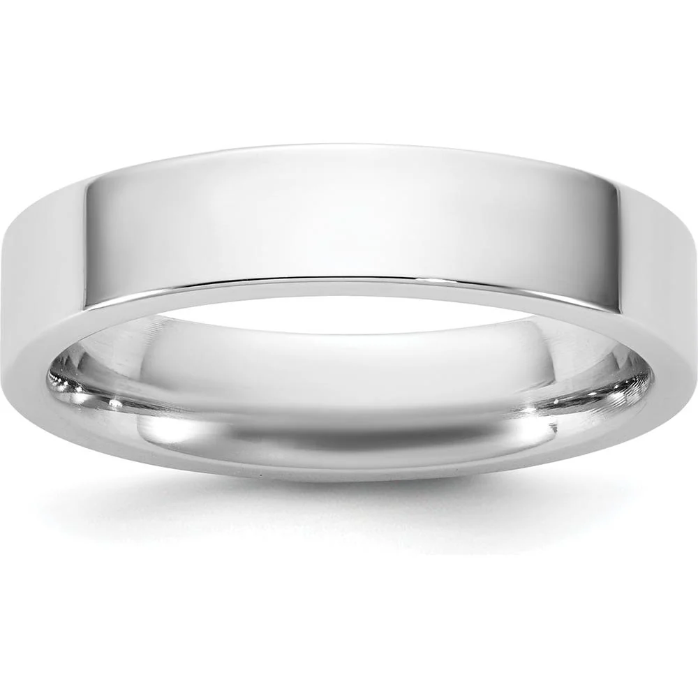 14K White Gold 4.5mm Comfort Fit Flat Wedding Band - Polished Finish - Size 6 by Luciano & Cie