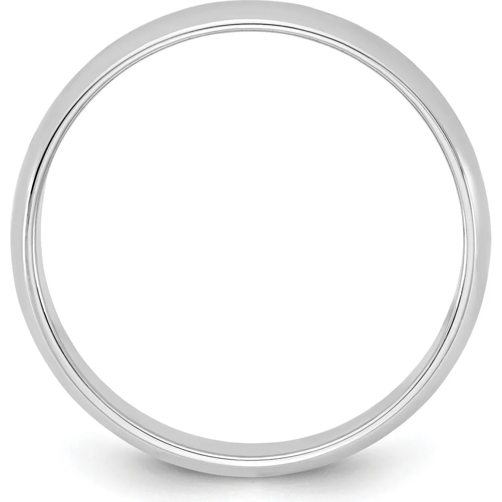 14K White Gold 4.5mm Domed Half Round Wedding Band - Polished Finish - Engravable - Size 6 by Luciano & Cie - Image 2