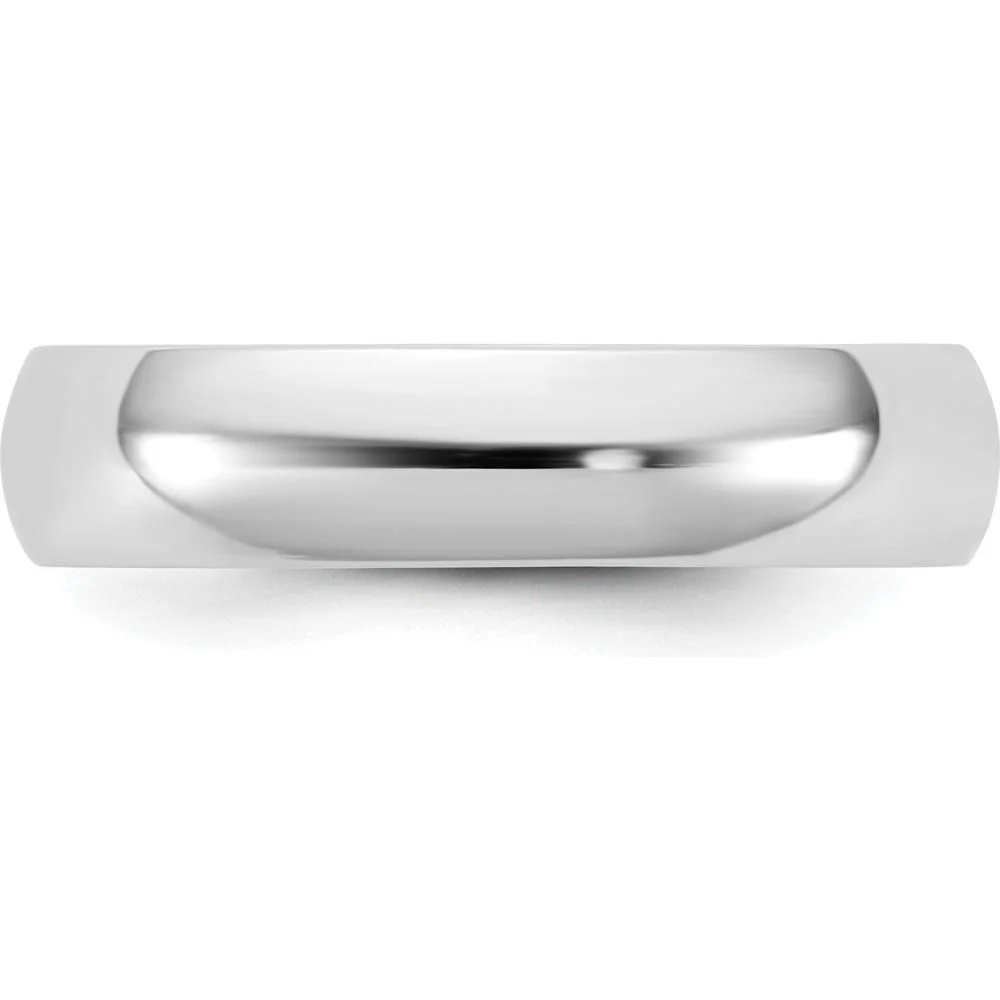 14K White Gold 4.5mm Domed Half Round Wedding Band - Polished Finish - Size 11 by Luciano & Cie - Image 3