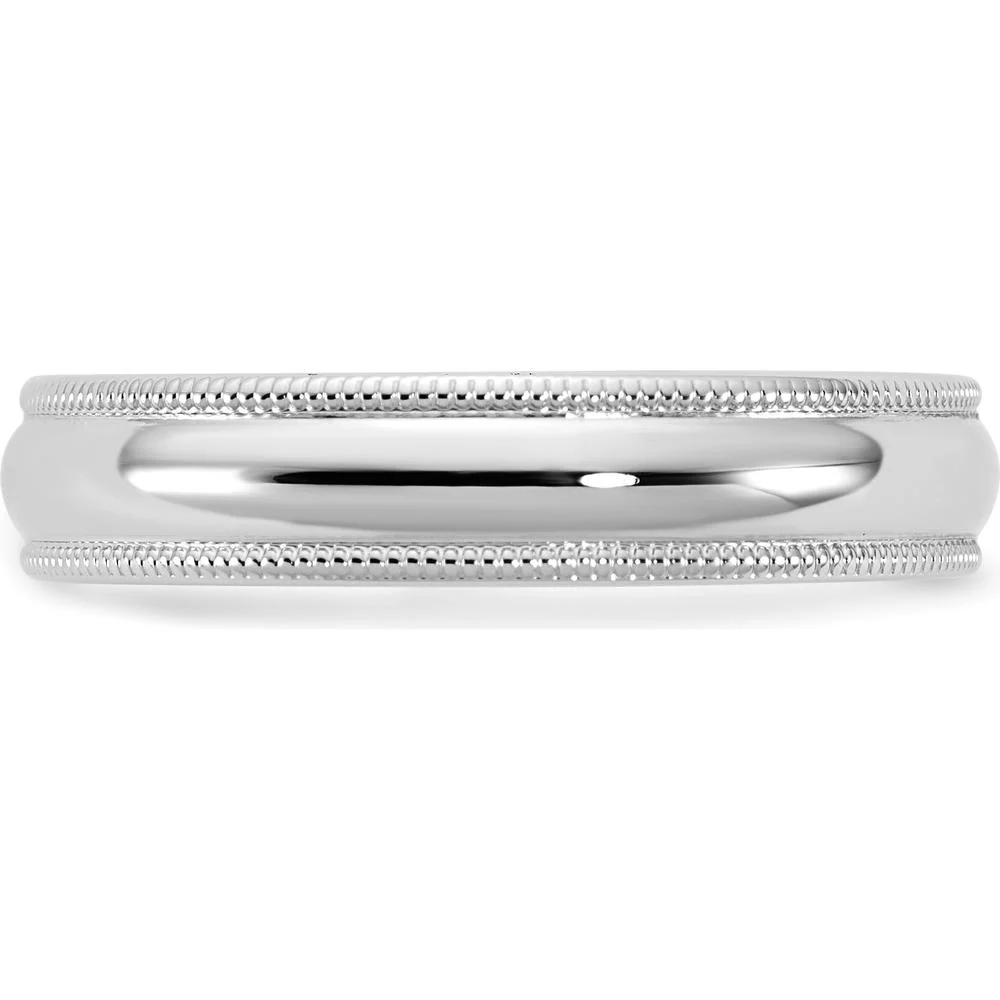14K White Gold 4.5mm Milgrain Comfort Fit Wedding Band - Size 6 by Luciano & Cie - Image 3
