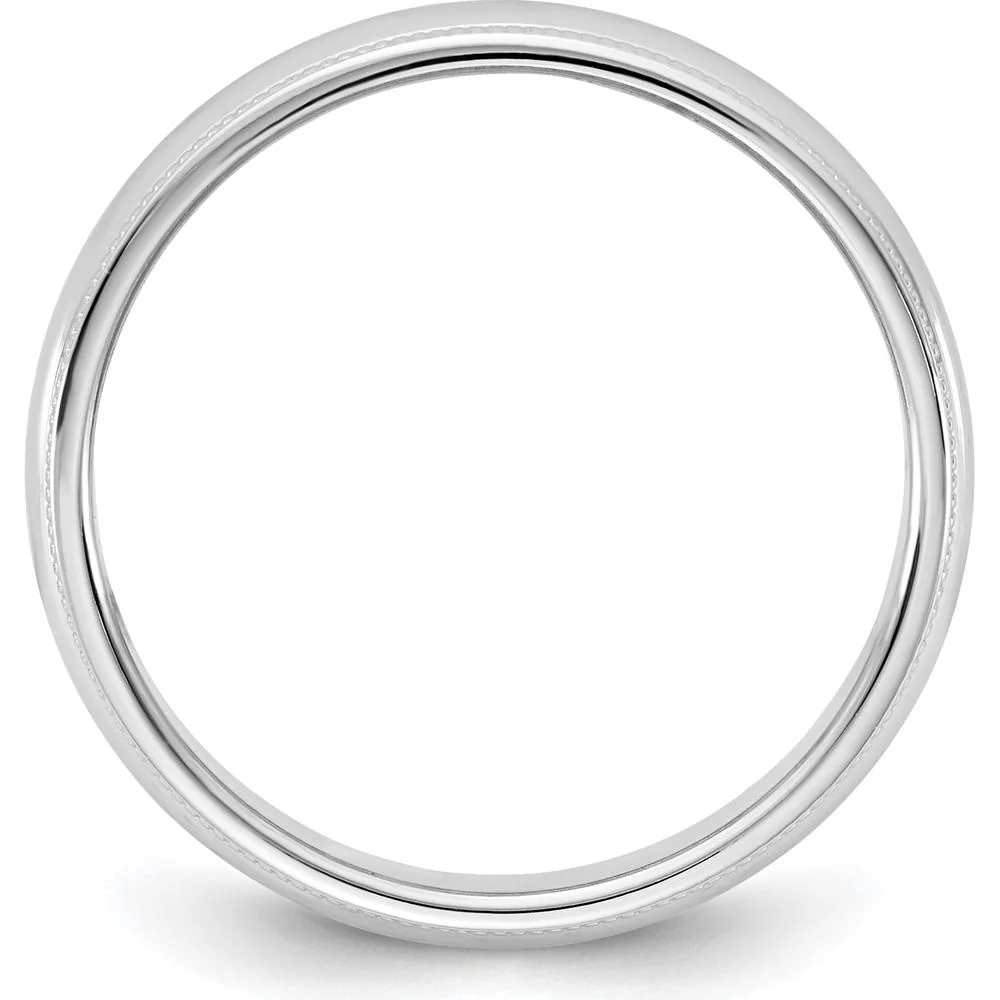 14K White Gold 4.5mm Milgrain Half-Round Wedding Band - Polished Finish, Unisex - Size 12 by Luciano & Cie - Image 2