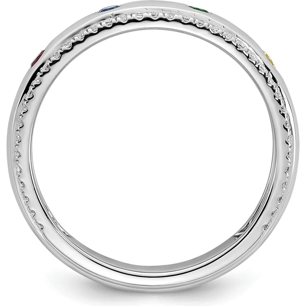 14K White Gold 4-Birthstone and Diamond Mother's Ring Semi-mount - Size 7 by Oro Pregiato - Image 3