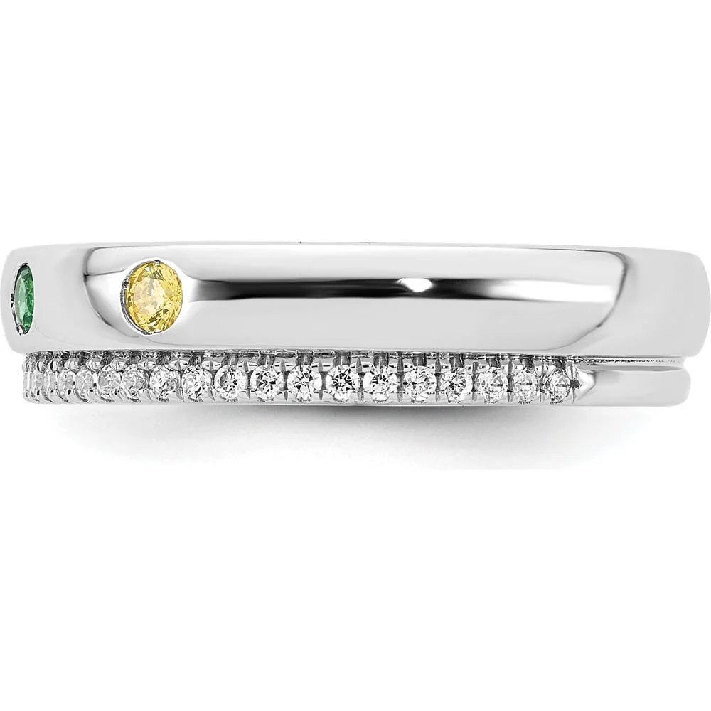 14K White Gold 4-Birthstone and Diamond Mother's Ring Semi-mount - Size 7 by Oro Pregiato - Image 4