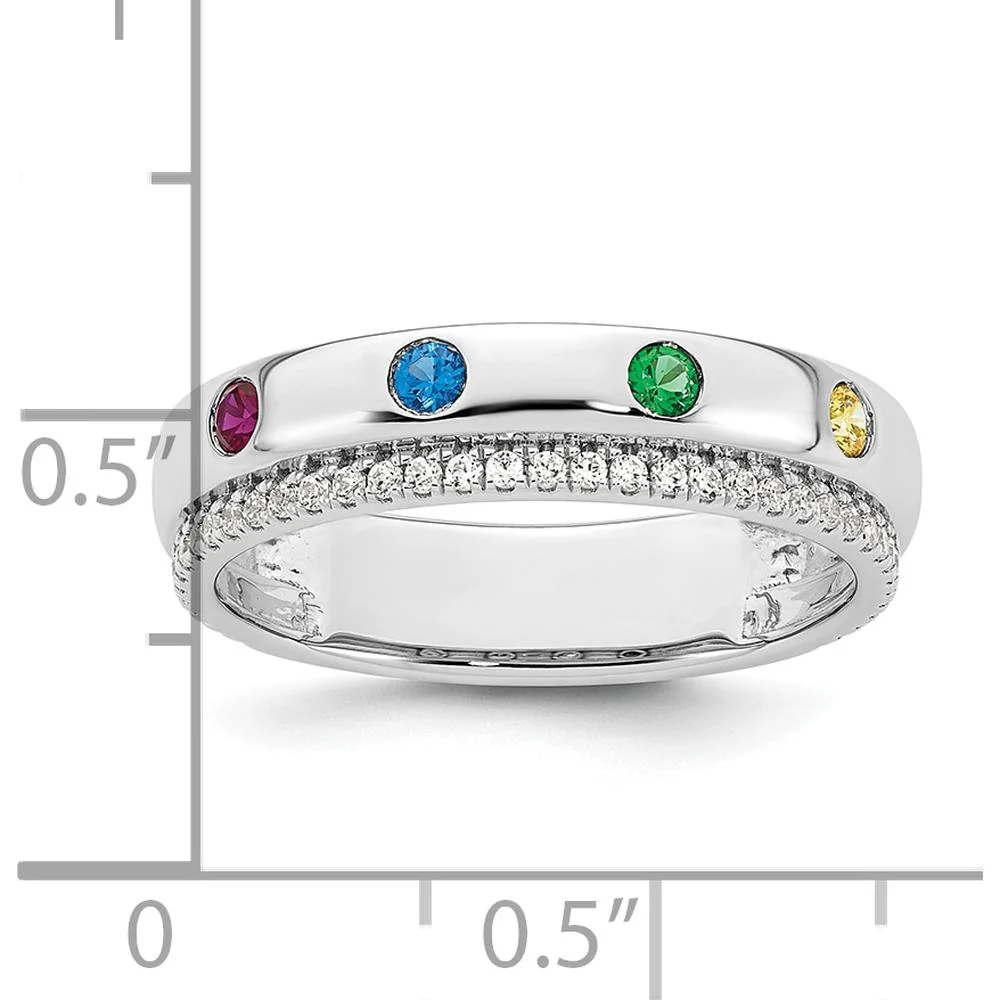14K White Gold 4-Birthstone and Diamond Mother's Ring Semi-mount - Size 7 by Oro Pregiato - Image 6