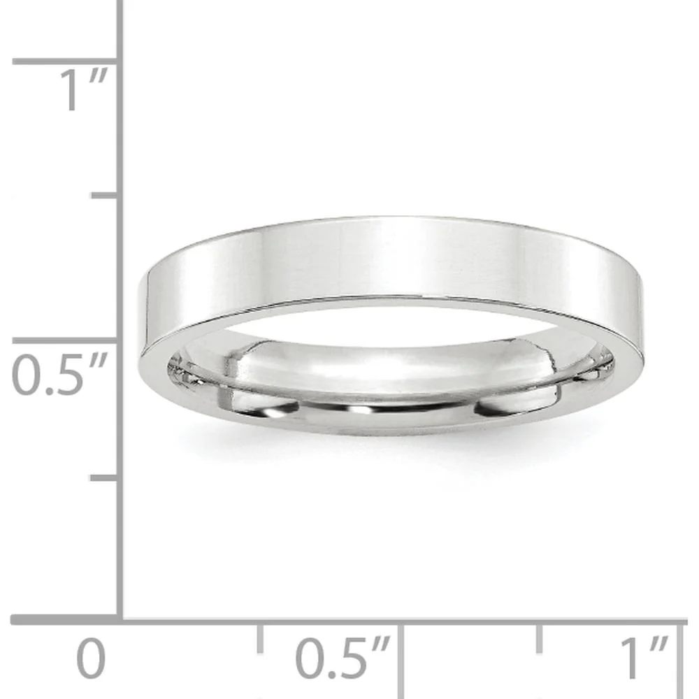 14K White Gold 4mm Comfort Fit Polished Flat Wedding Band Size 10 by Luciano & Cie - Image 4