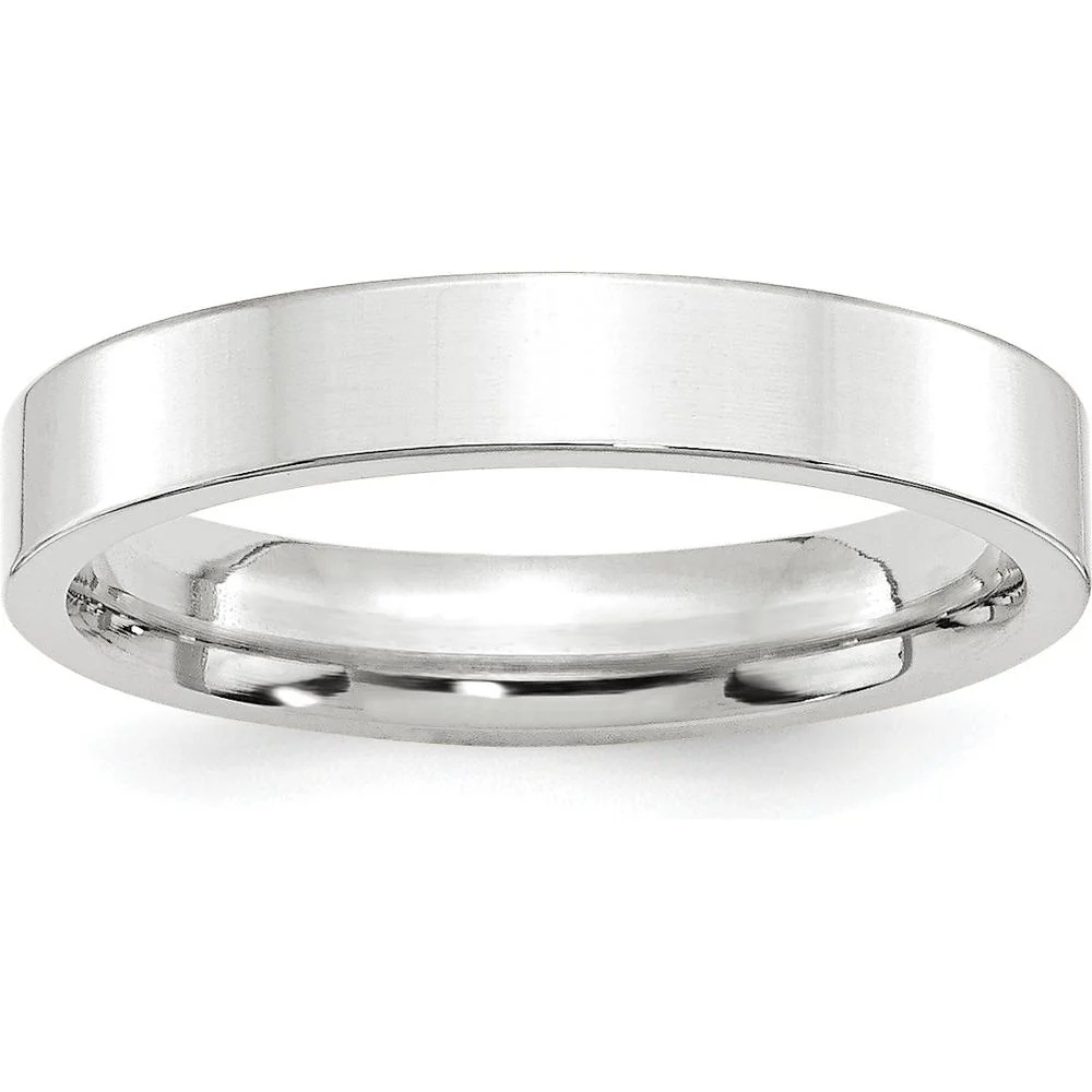 14K White Gold 4mm Flat Comfort Fit Wedding Band - Size 10.5 by Luciano & Cie
