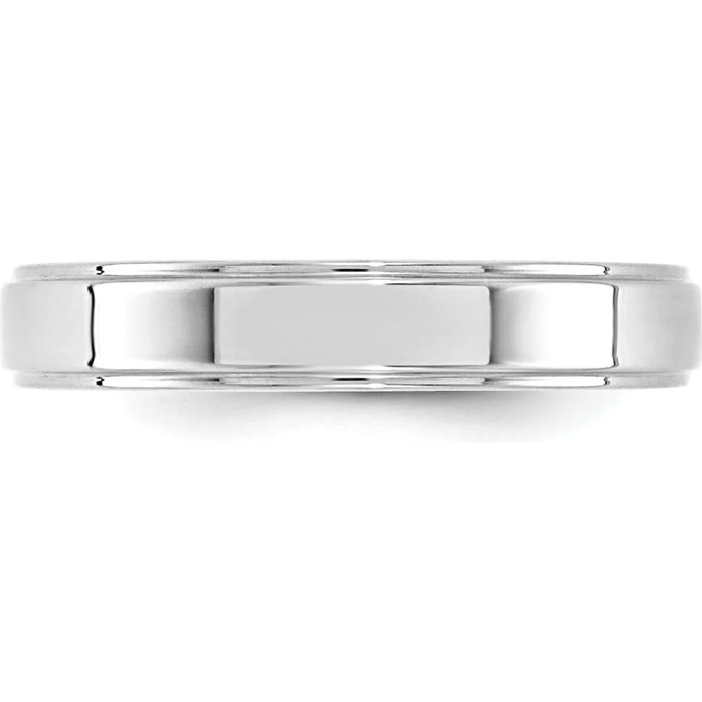 14K White Gold 4mm Flat Wedding Band with Step Edge - Size 10 by Luciano & Cie - Image 3