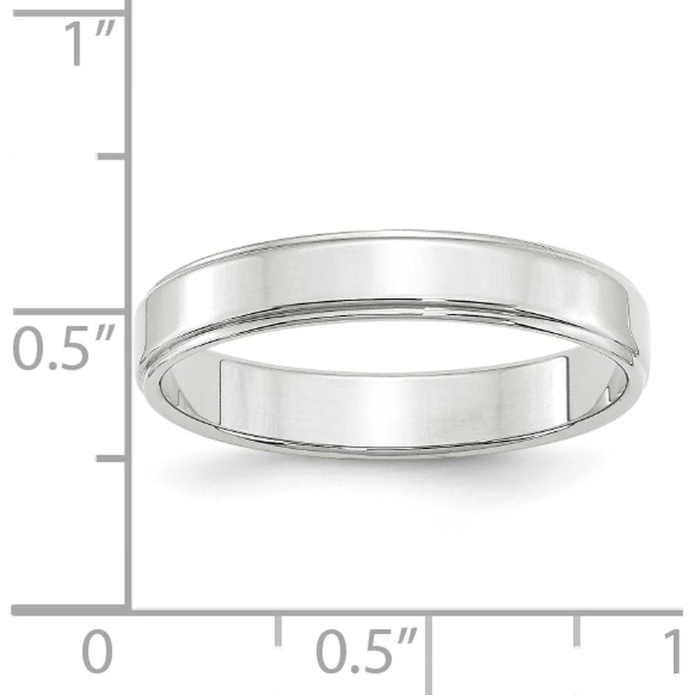 14K White Gold 4mm Flat Wedding Band with Step Edge - Size 10 by Luciano & Cie - Image 4