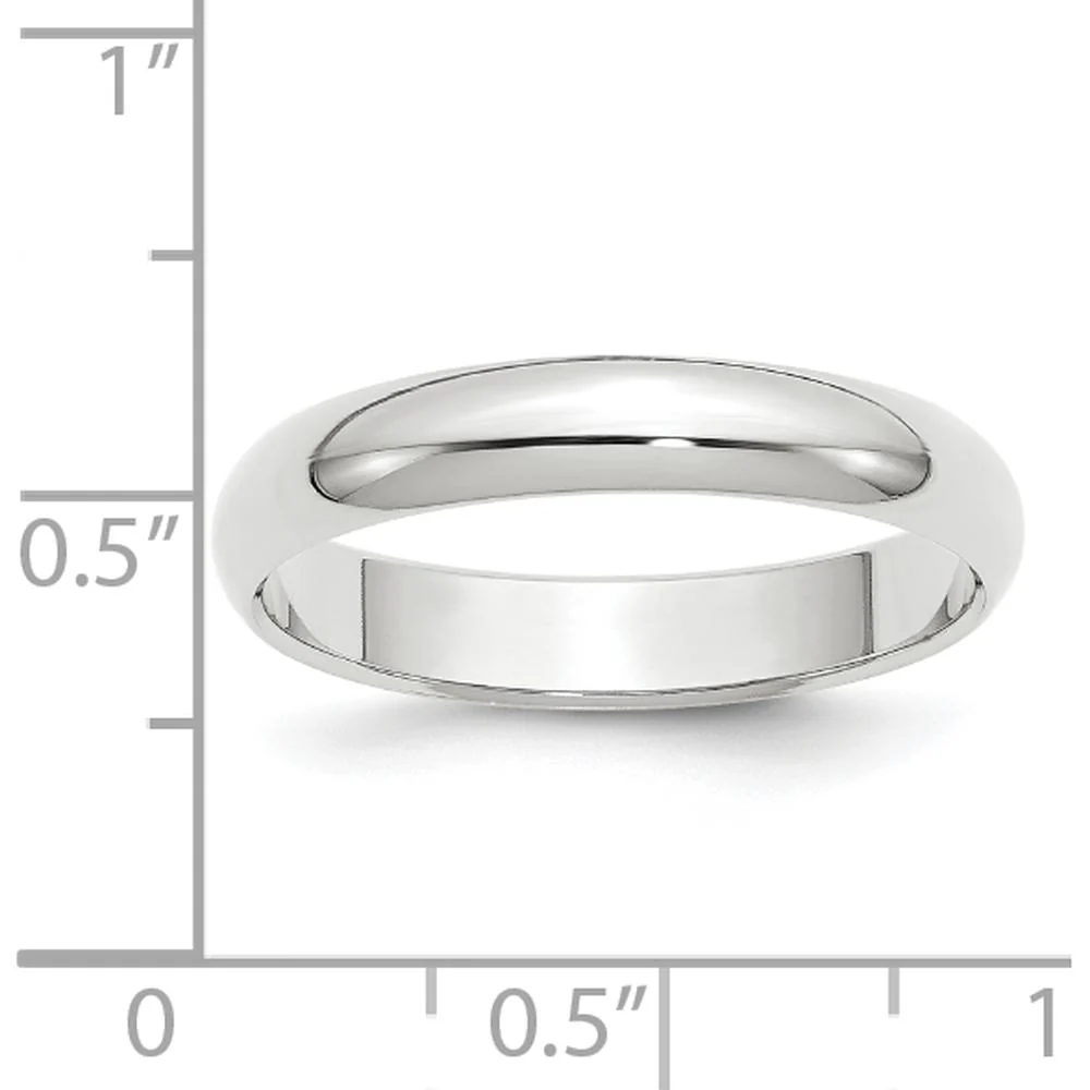 14K White Gold 4mm Half-Round Wedding Band - Polished Finish, Rhodium-Plated, Size 5.5-5.75 by Luciano & Cie - Image 3