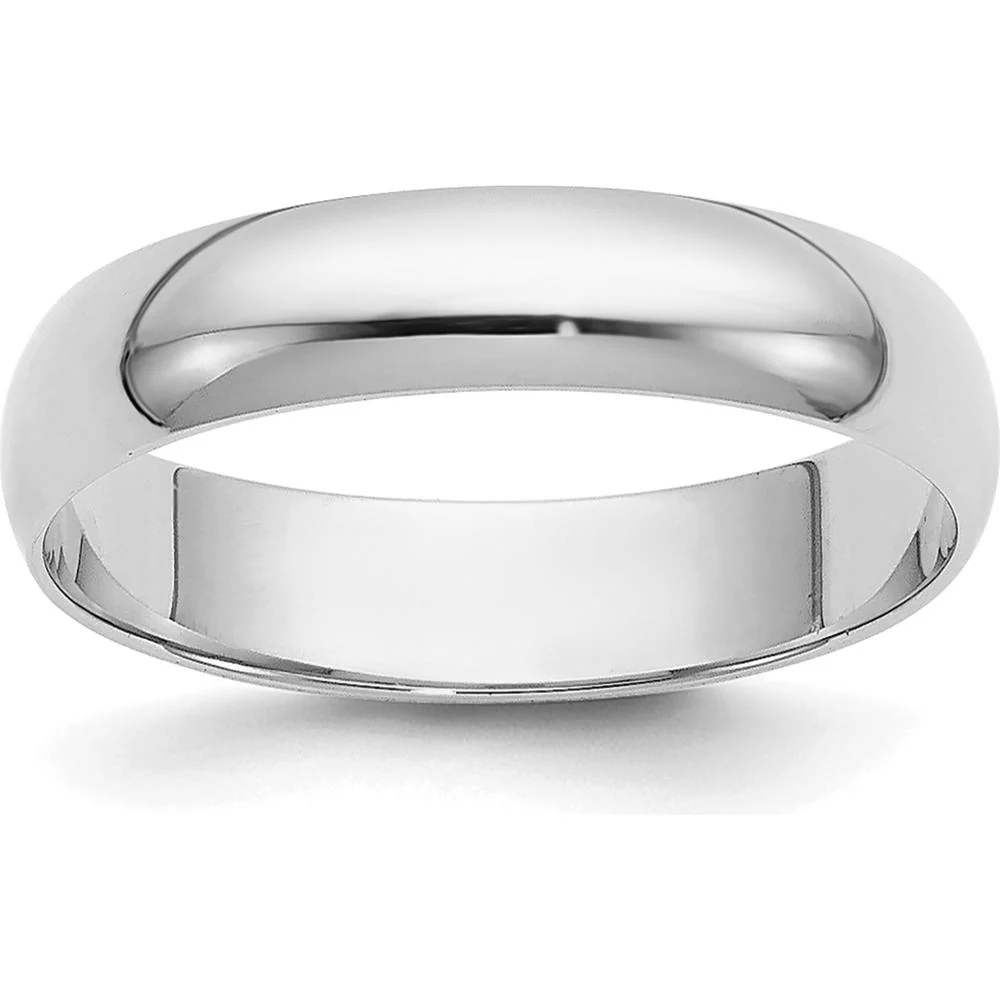 14K White Gold 4mm Half-Round Wedding Band - Polished Finish, Size 5 by Luciano & Cie