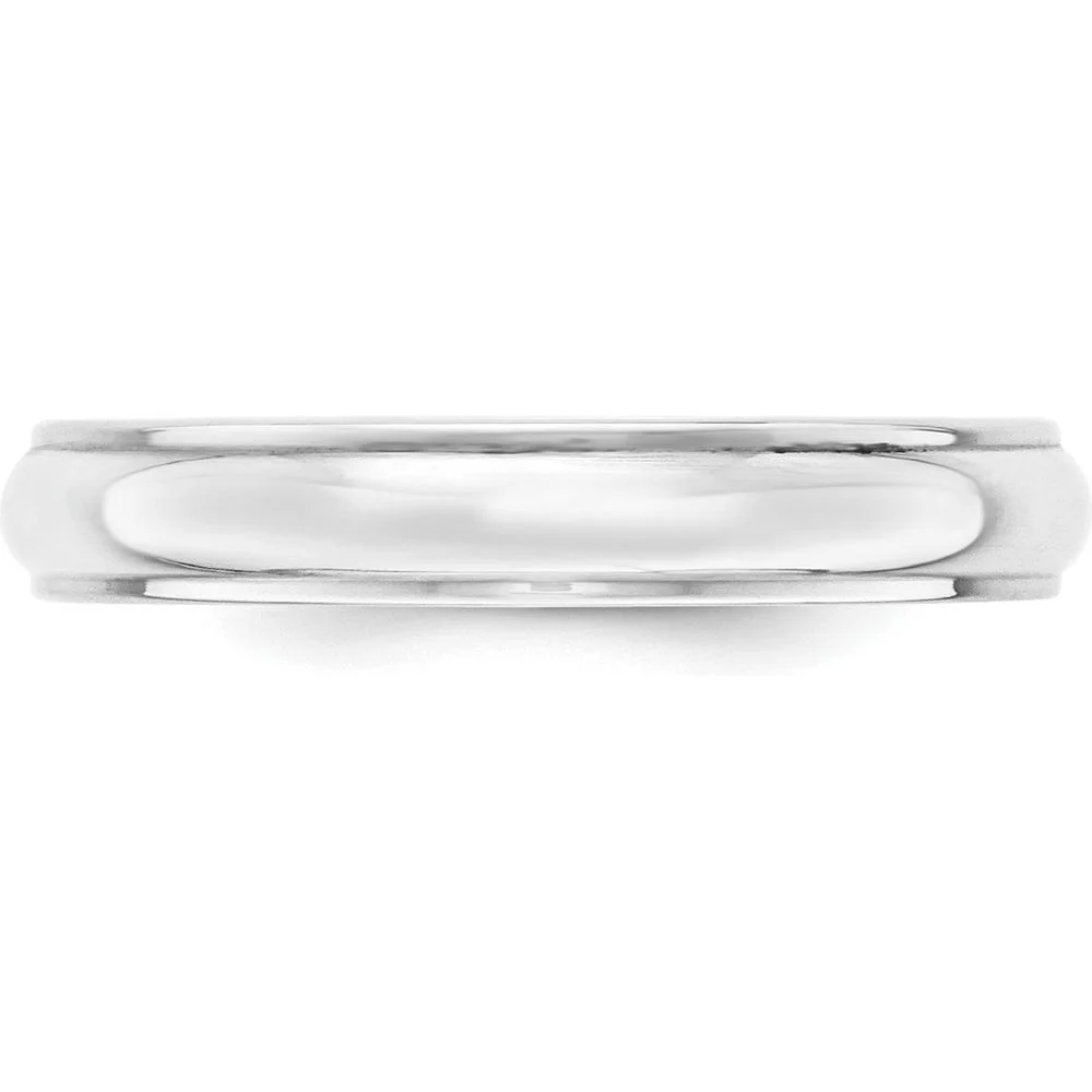 14K White Gold 4mm Half Round Wedding Band with Ridged Edge - Size 14 by Luciano & Cie - Image 2