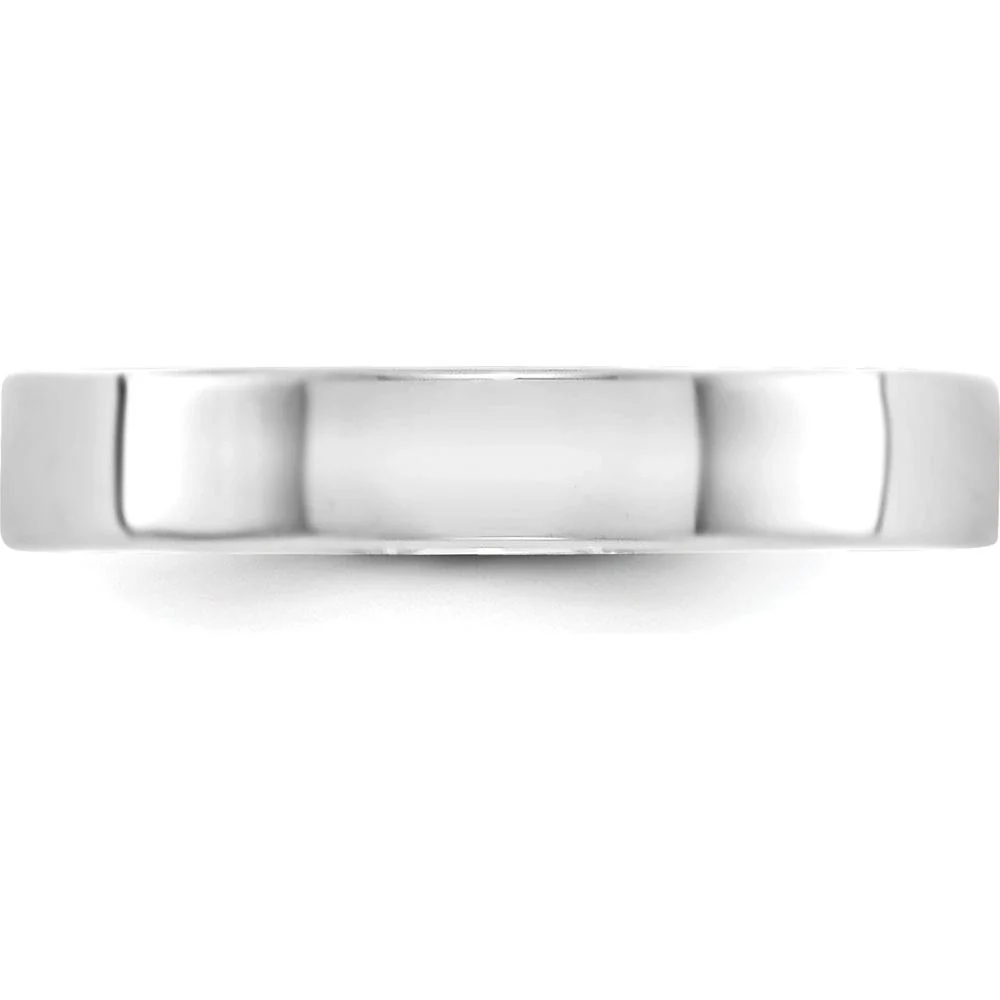 14K White Gold 4mm Lightweight Flat Wedding Band - Engravable, Unisex, Polished Finish - Size 4.5 by Luciano & Cie - Image 2