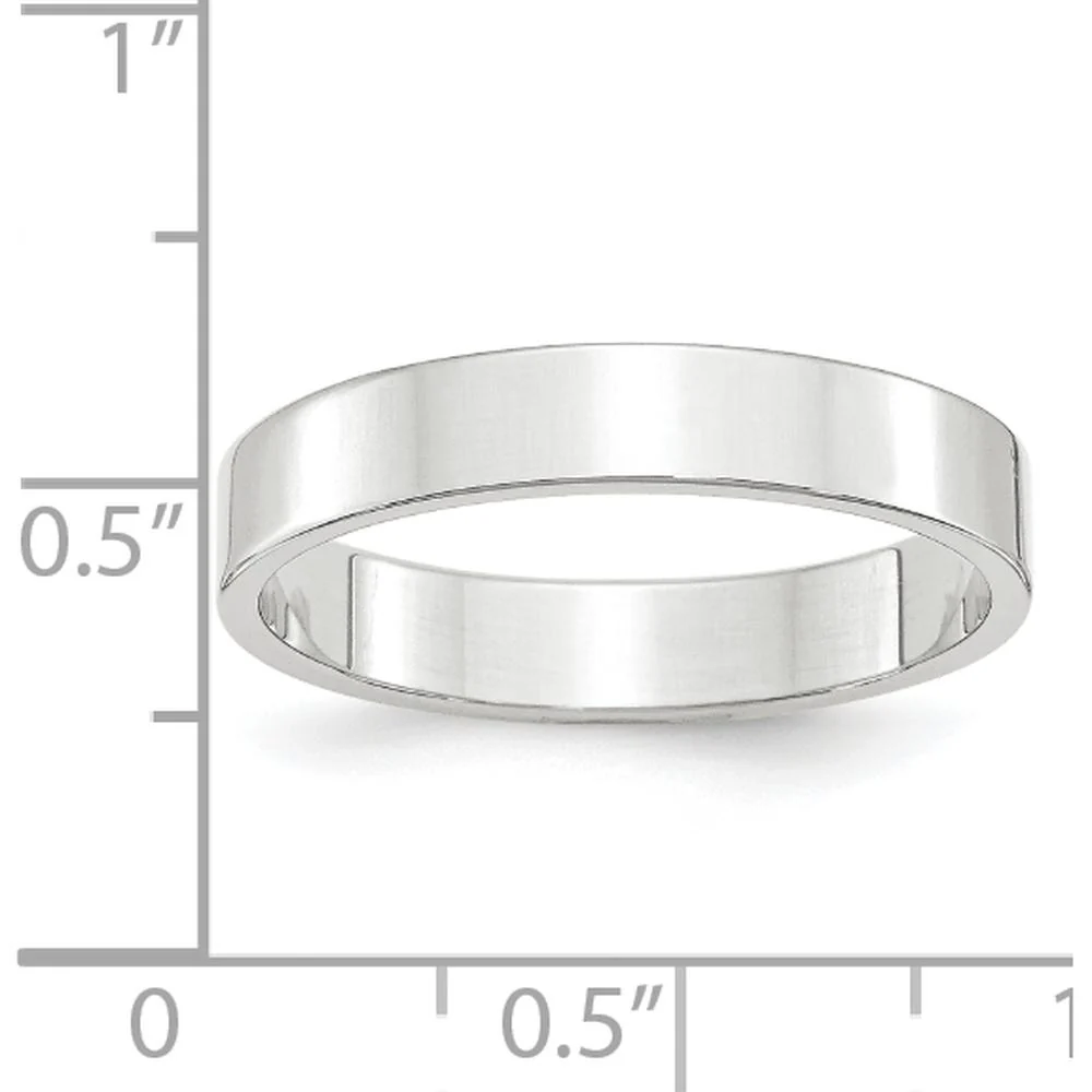 14K White Gold 4mm Lightweight Flat Wedding Band - Size 7 by Luciano & Cie - Image 3