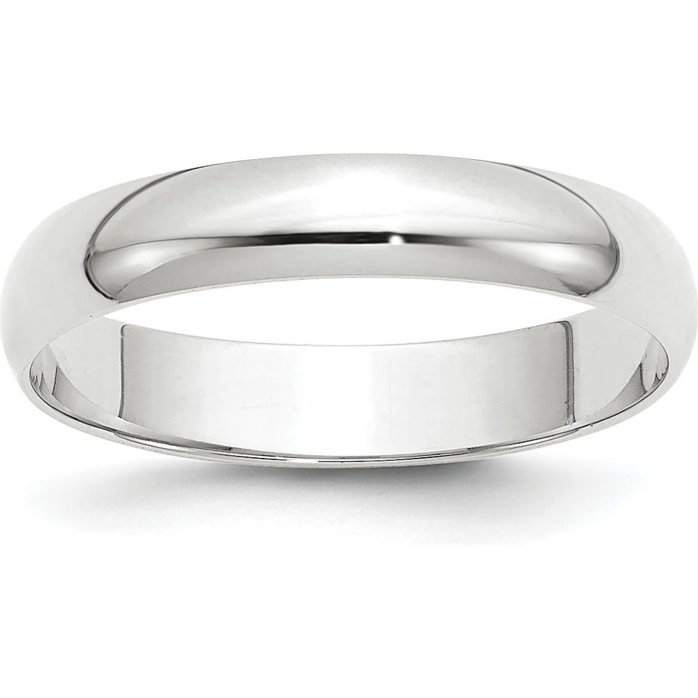 14K White Gold 4mm Lightweight Half Round Wedding Band - Size 12.5 by Luciano & Cie