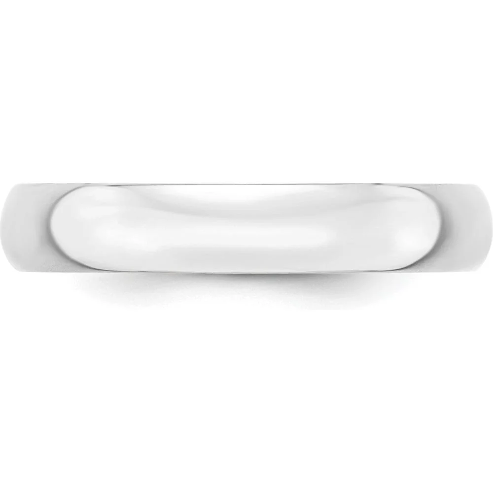 14K White Gold 4mm Lightweight Half Round Wedding Band - Size 12, Polished Finish by Luciano & Cie - Image 2