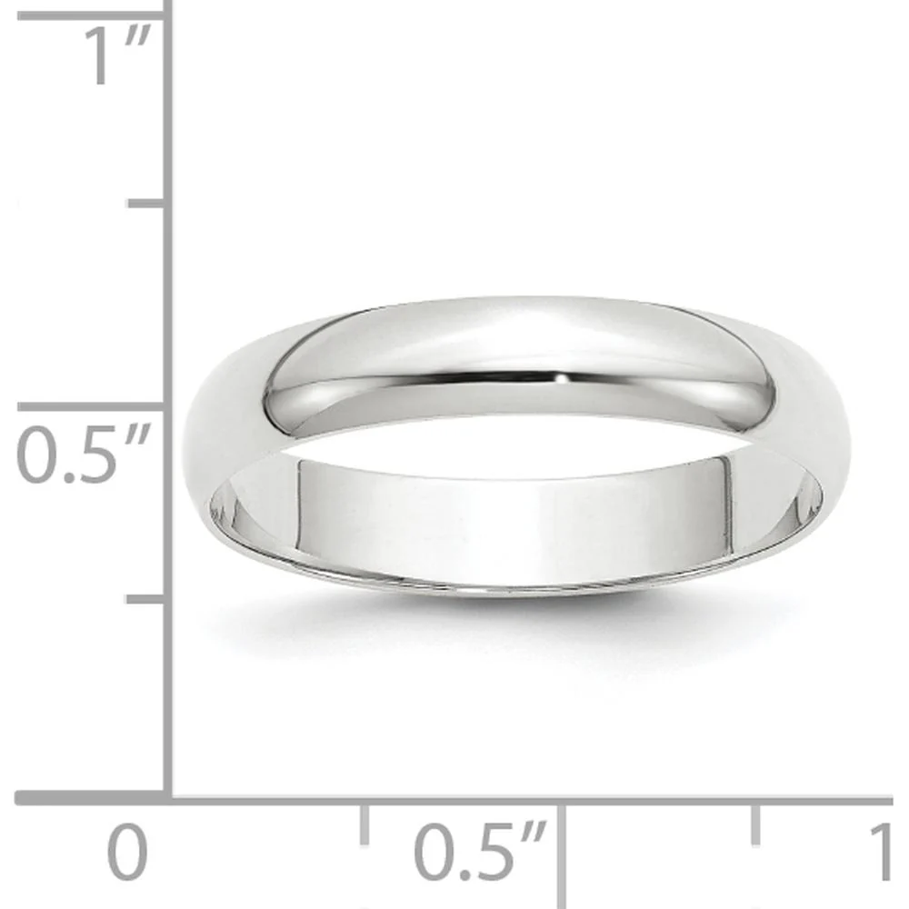 14K White Gold 4mm Lightweight Half Round Wedding Band - Size 9 by Luciano & Cie - Image 3