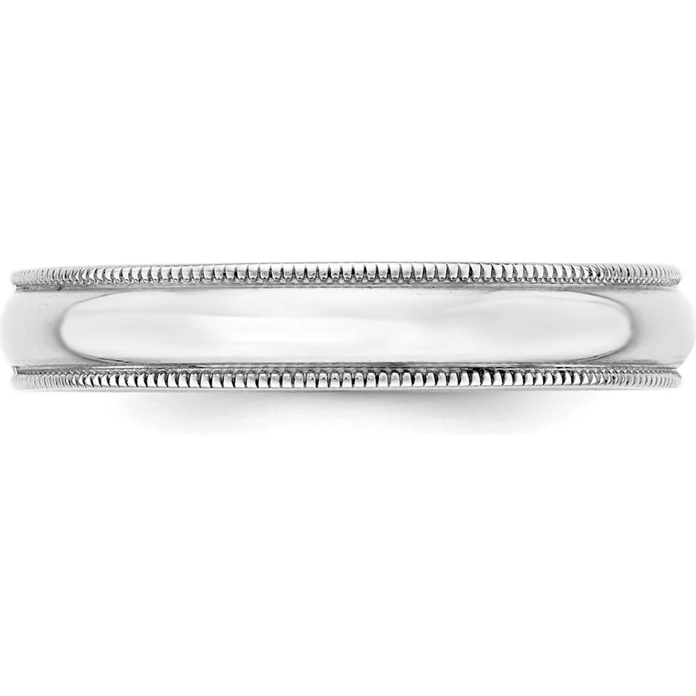 14K White Gold 4mm Lightweight Milgrain Half Round Wedding Band - Size 8 by Luciano & Cie - Image 2
