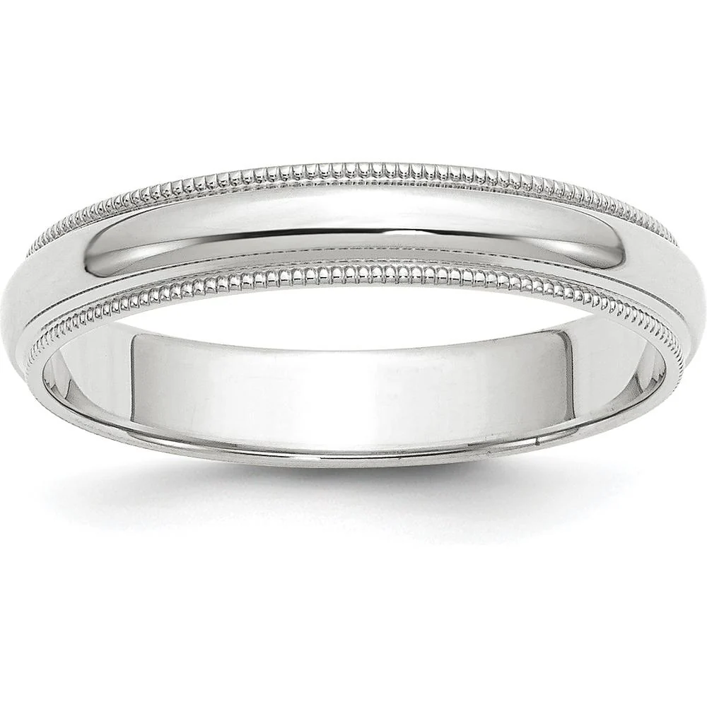 14K White Gold 4mm Milgrain Half Round Wedding Band Size 13.5 by Luciano & Cie