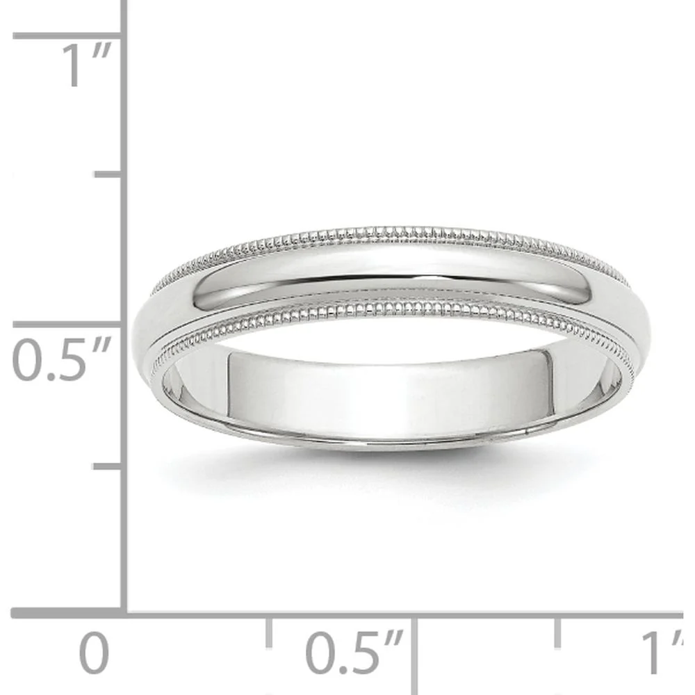 14K White Gold 4mm Milgrain Half Round Wedding Band - Size 8.5 by Luciano & Cie - Image 4