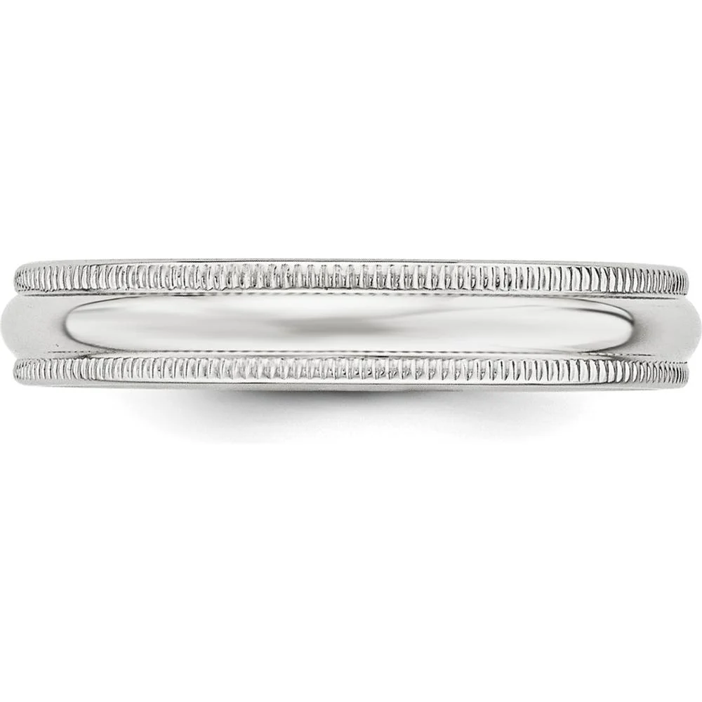 14K White Gold 4mm Milgrain Half-Round Wedding Band - Size 11 by Luciano & Cie - Image 3