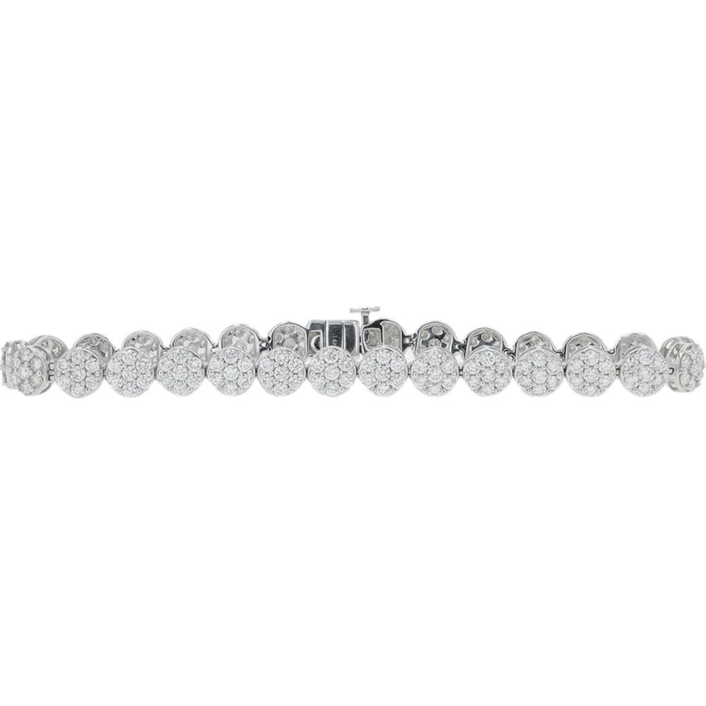 14K White Gold 5.00 Carat Diamond Tennis Bracelet with Round Brilliant Cut Diamonds