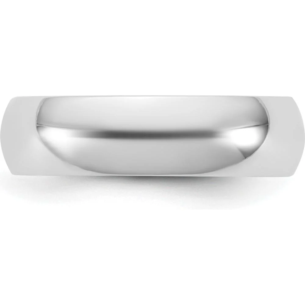 14K White Gold 5.5mm Domed Polished Wedding Band - Unisex Engravable Ring - Size 5 by Luciano & Cie - Image 3