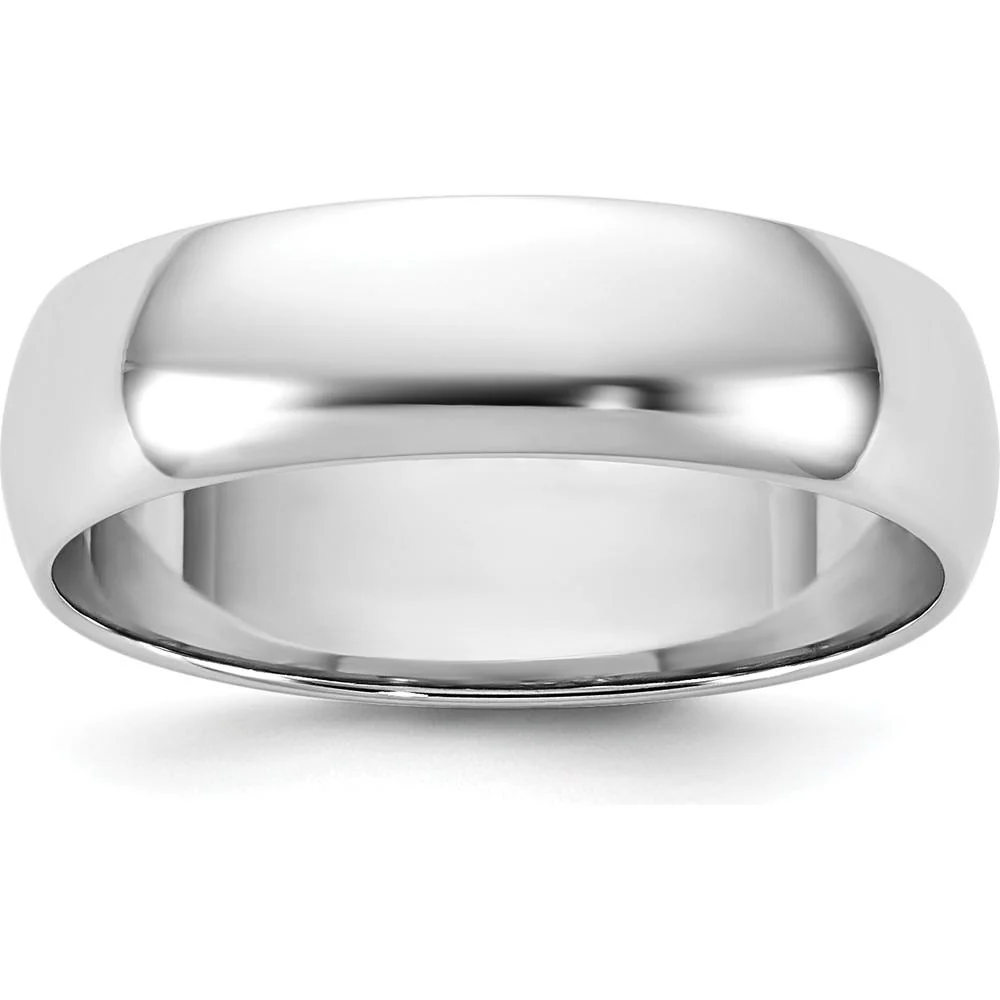 14K White Gold 5.5mm Domed Wedding Band - Polished Finish - Size 6 by Luciano & Cie