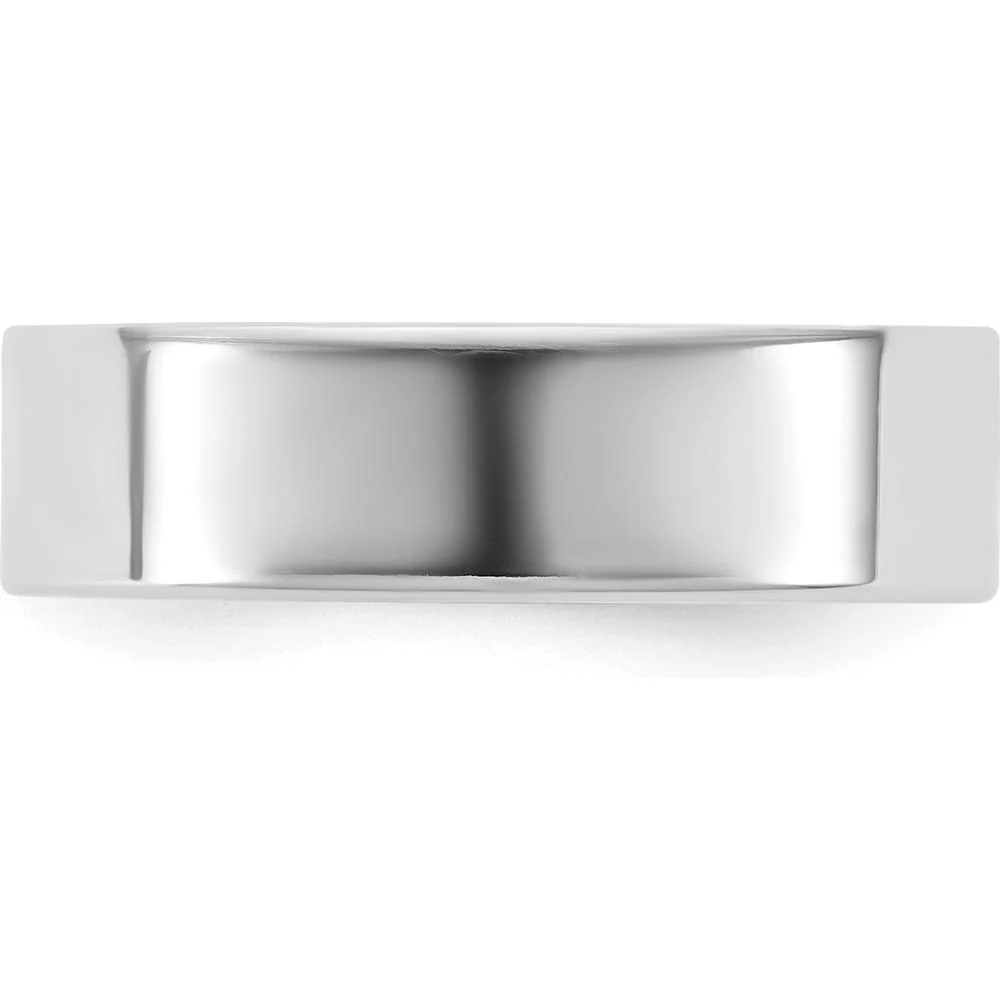 14K White Gold 5.5mm Flat Band - Polished Wedding Ring - Size 9 by Luciano & Cie - Image 3
