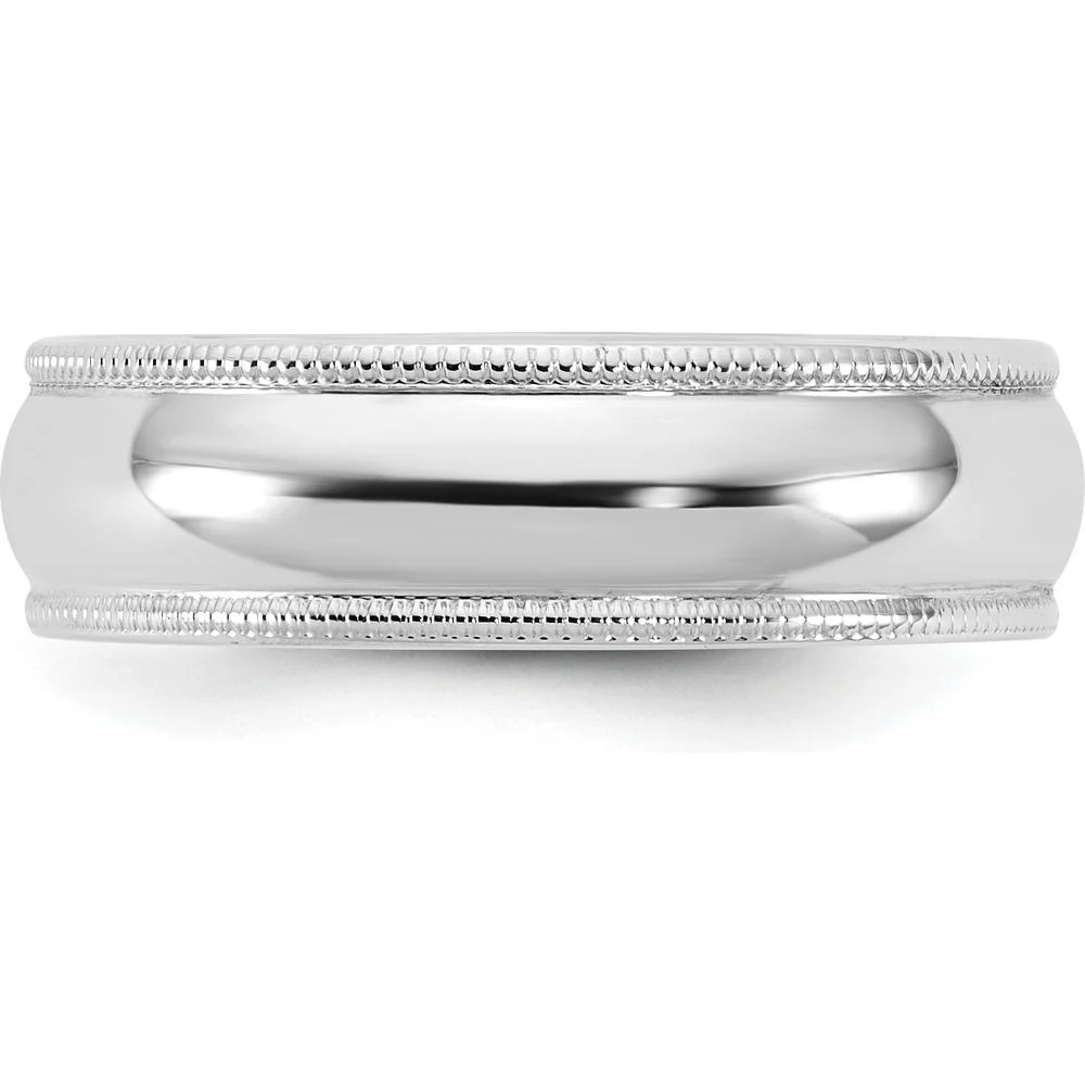 14K White Gold 5.5mm Milgrain Half Round Wedding Band - Rhodium Plated - Size 11 by Luciano & Cie - Image 3