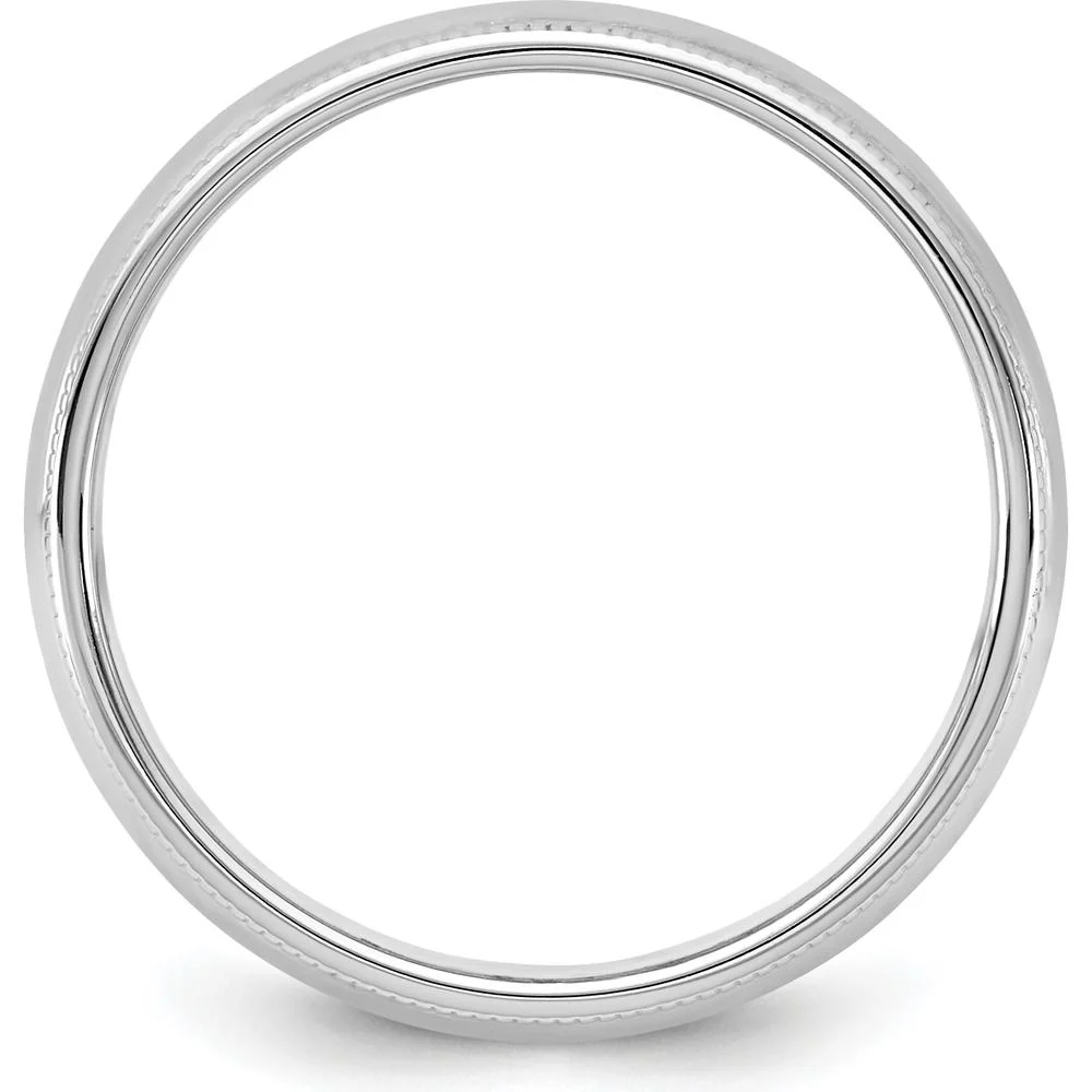 14K White Gold 5.5mm Milgrain Half Round Wedding Band - Solid and Engravable - Size 7 by Luciano & Cie - Image 2