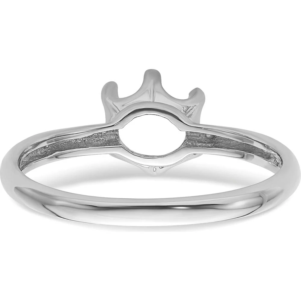 14K White Gold 5.5mm Round Pearl Crown Ring Mounting with Polished Rhodium Finish - Size 6 by Monteluci Fine Jewelry - Image 3