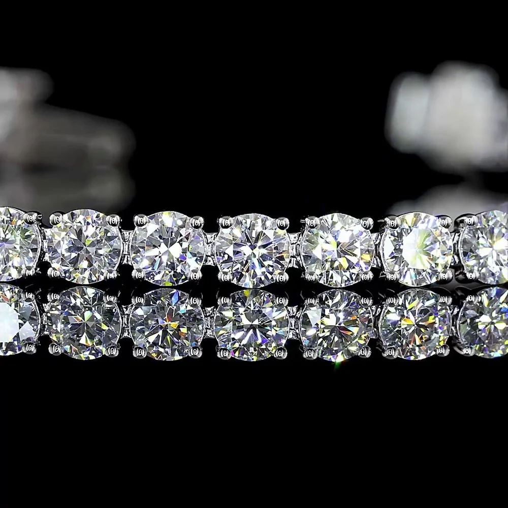 14K White Gold 5 Carat Round Brilliant Tennis Bracelet with Prong Set Lab Diamonds - 53 Stones, E-F Color, VS Clarity - Covaloro Fine Jewelry - Image 2