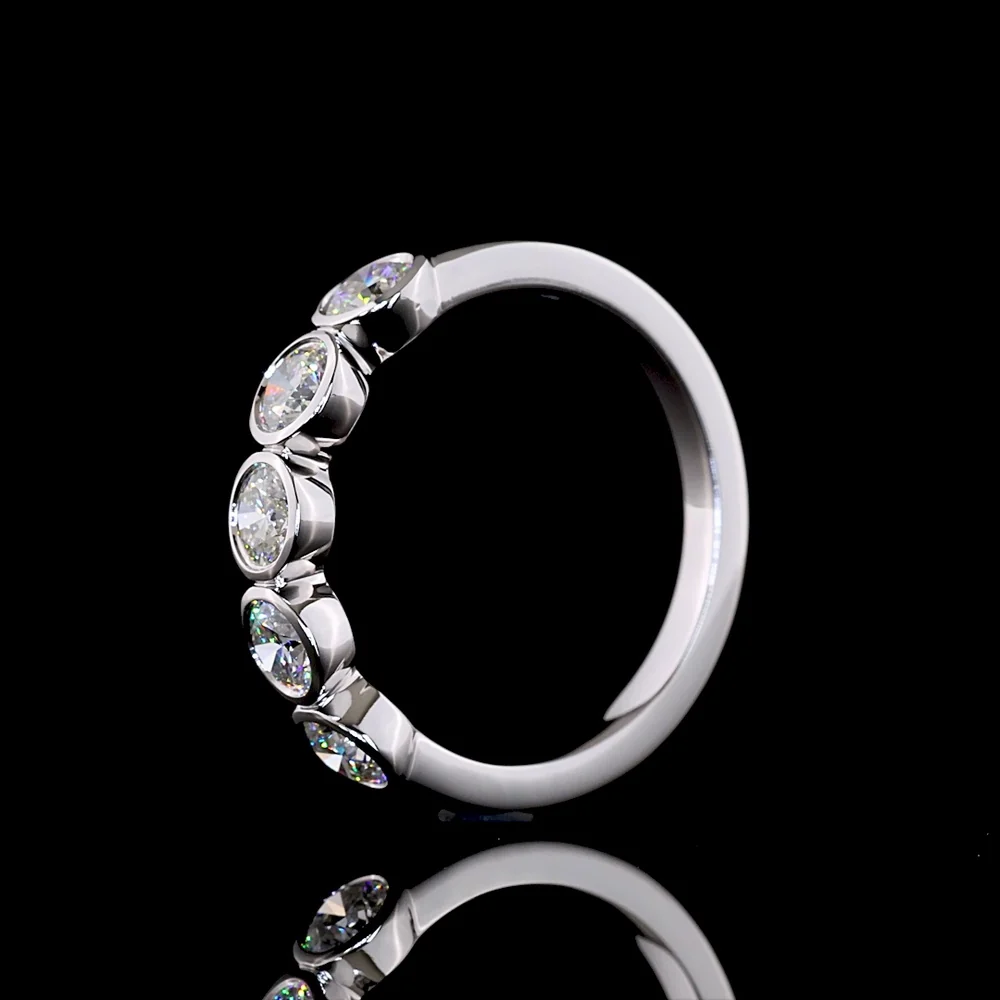14K White Gold 5-Stone Eternity Band with Bezel-Set Round Lab Diamonds - 0.98 Carat Total Weight - Covaloro Fine Jewelry - Image 4