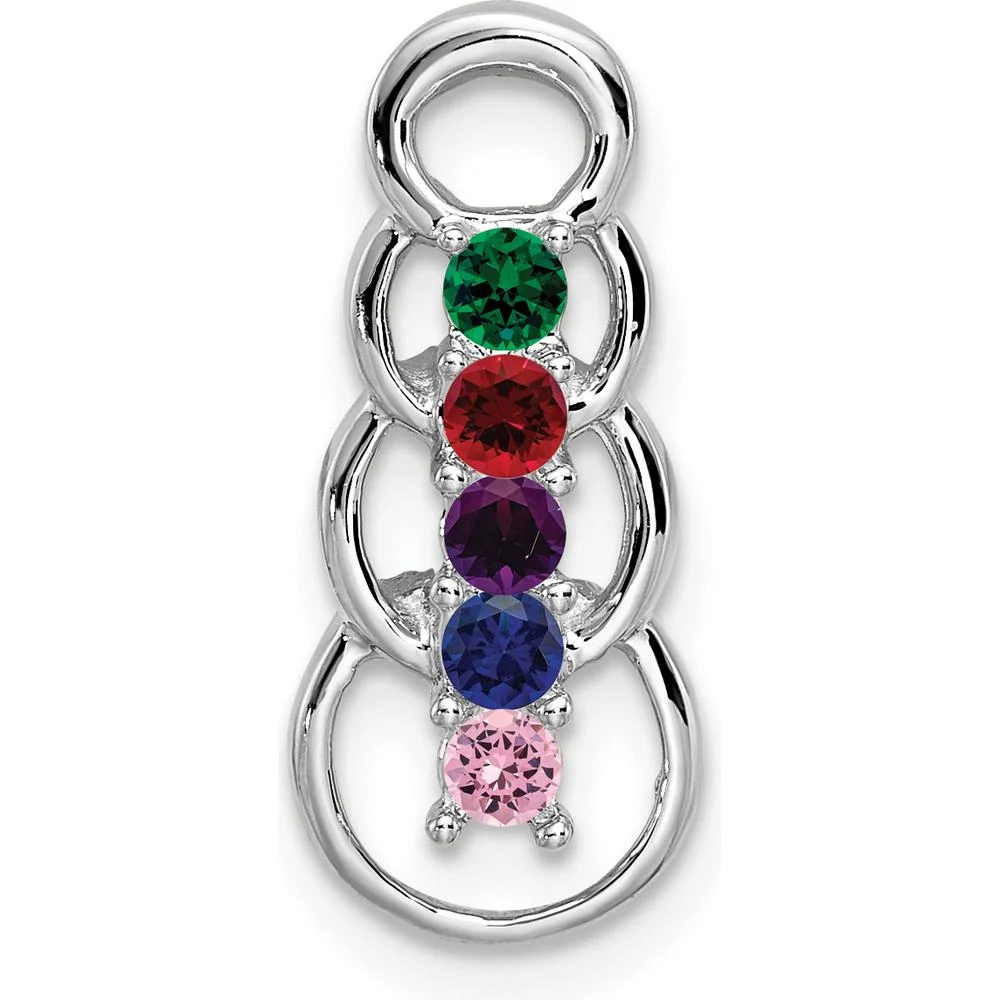 14K White Gold 5-Stone Family Pendant Mounting with Rhodium Plating - Customizable for Birthstones or Gems by Oro Pregiato - Image 2