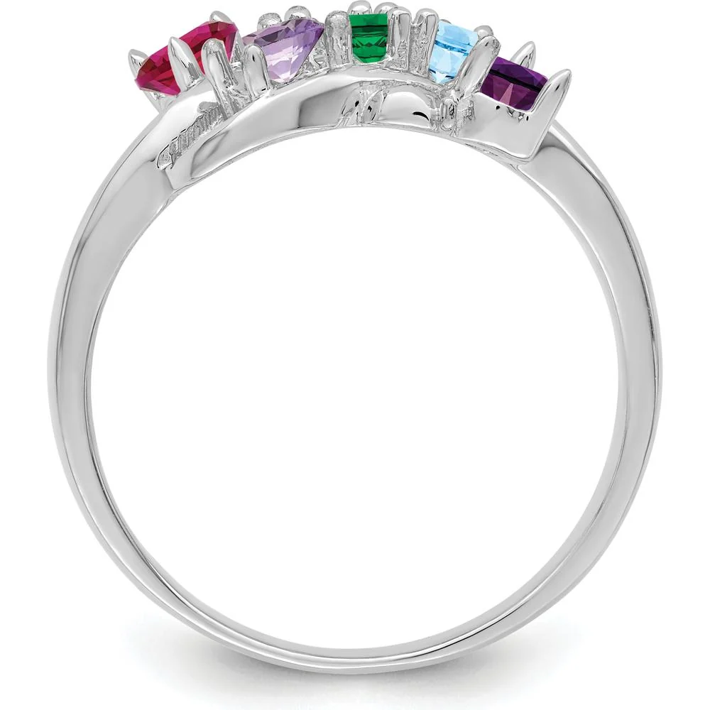 14K White Gold 5-Stone Mother's Ring Mounting for Custom Stones - Polished Finish - Size 7 by Monteluci Fine Jewelry - Image 3