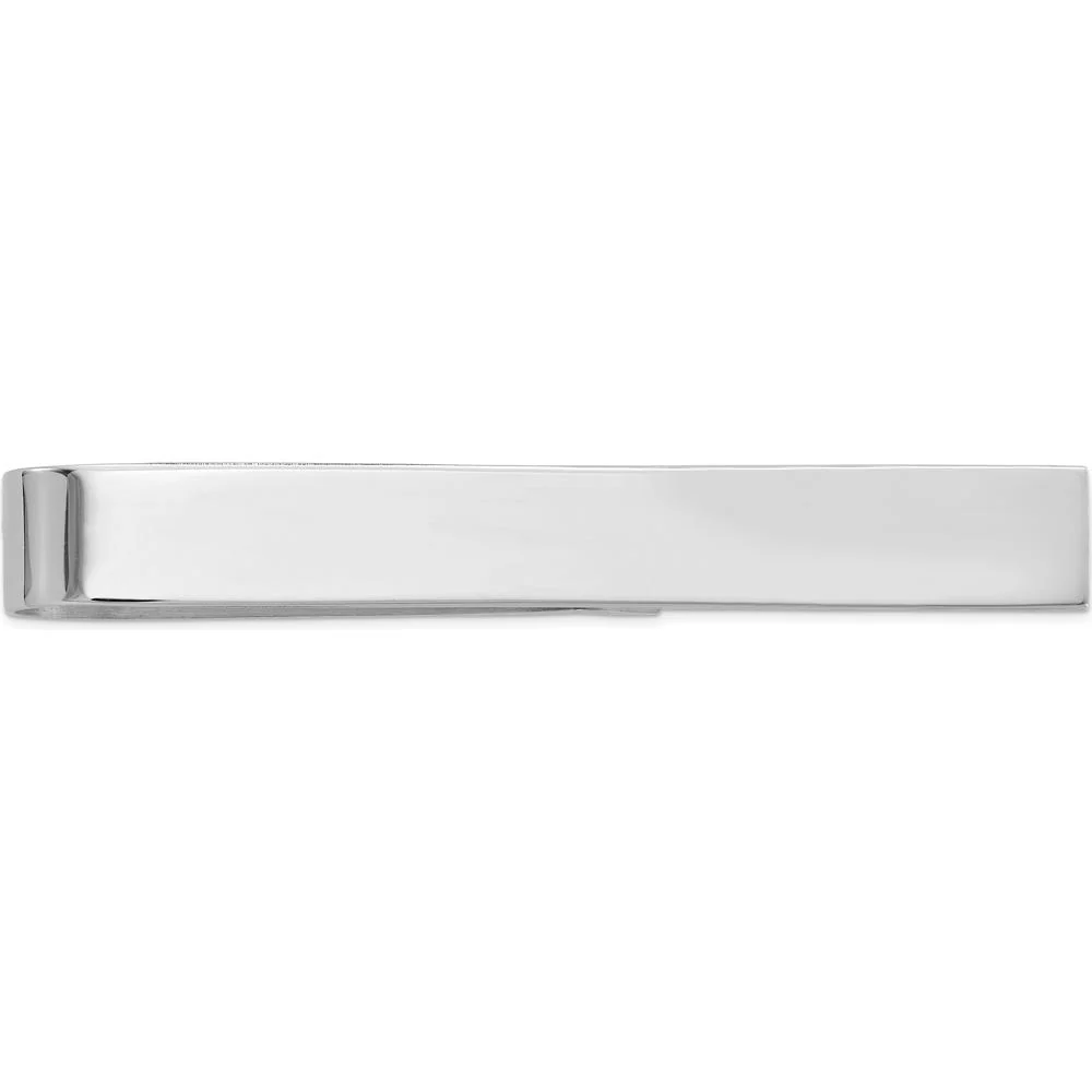 14K White Gold 50mm Polished Rhodium-Plated Tie Bar by Oro Pregiato