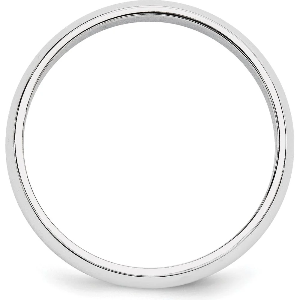 14K White Gold 5mm Half Round Wedding Band Size 13 - Engravable, Polished Finish with Rhodium Plating by Luciano & Cie - Image 2