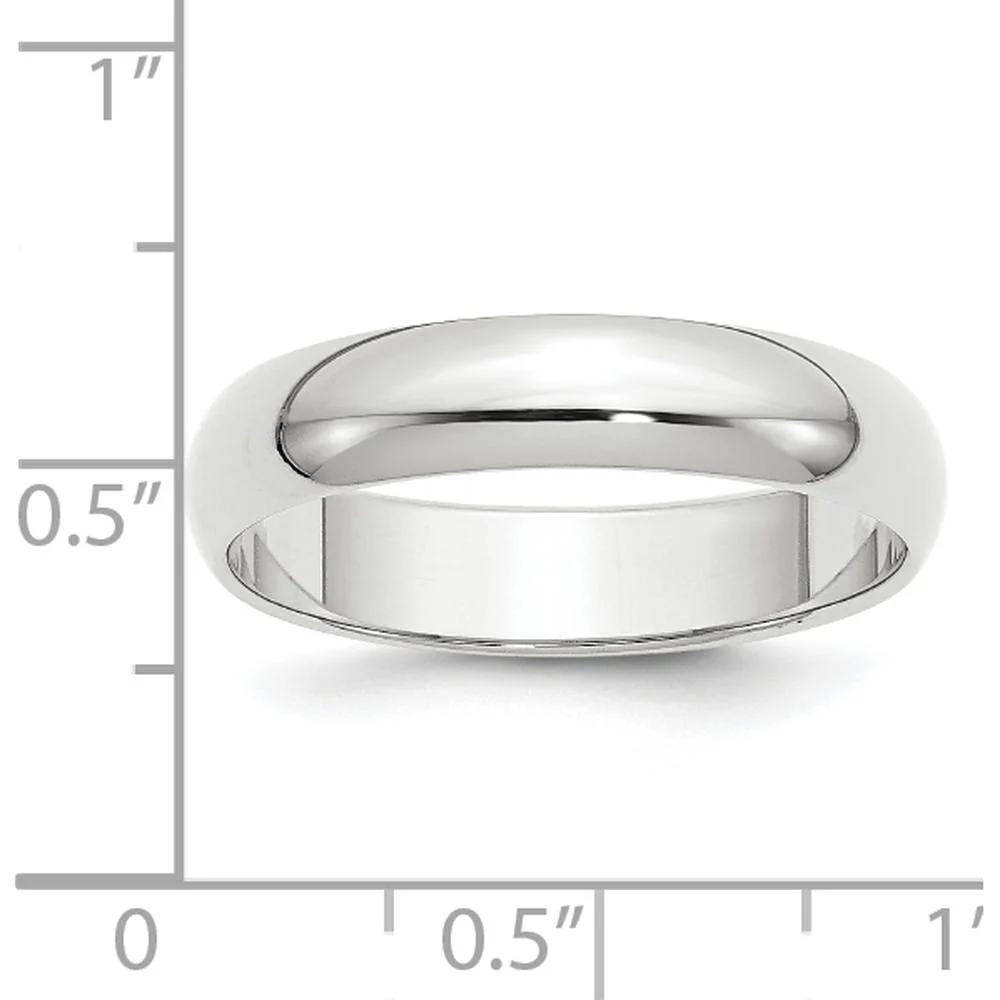 14K White Gold 5mm Half-Round Wedding Band - Size 9 by Luciano & Cie - Image 4
