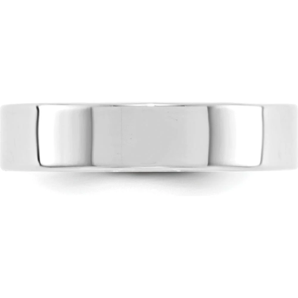 14K White Gold 5mm Lightweight Flat Wedding Band - Rhodium Plated, Size 9.5-9.75 by Luciano & Cie - Image 3